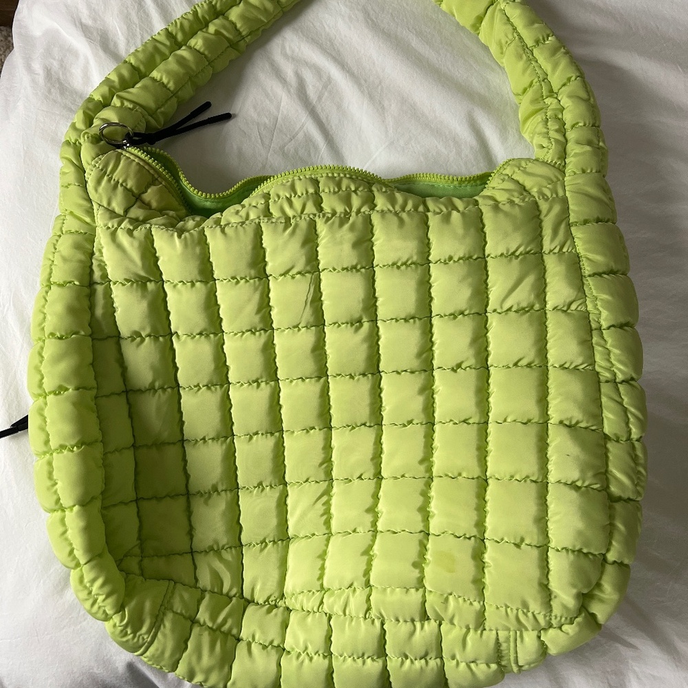 Free People Quilted Carryall Bag - pale neon